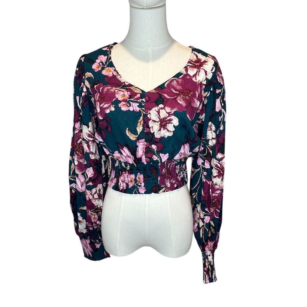 Band of the Free Women's Floral Long Sleeve Crop Top Size S Multicolor